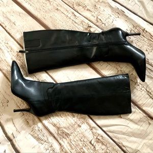 NIB Nine West Black Leather Heel Boots